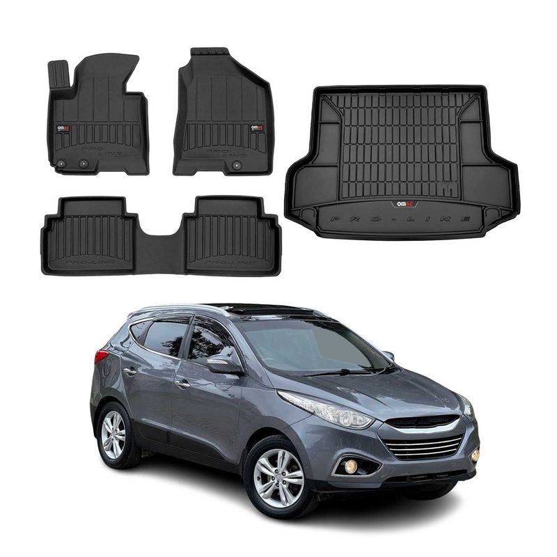 2010-2015 Hyundai Tucson Premium Floor Mats & Cargo Liner Full Set All Weather Heavy Duty Black
