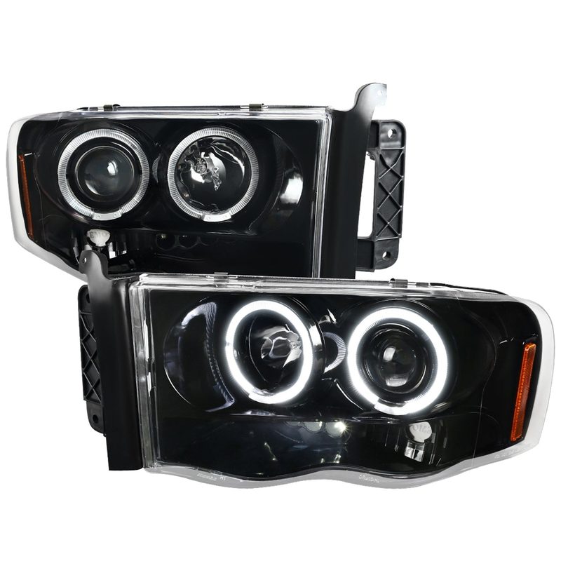 2002-2005 Dodge RAM 1500/ RAM 2500 3500 Dual Halo Headlights Jet Black