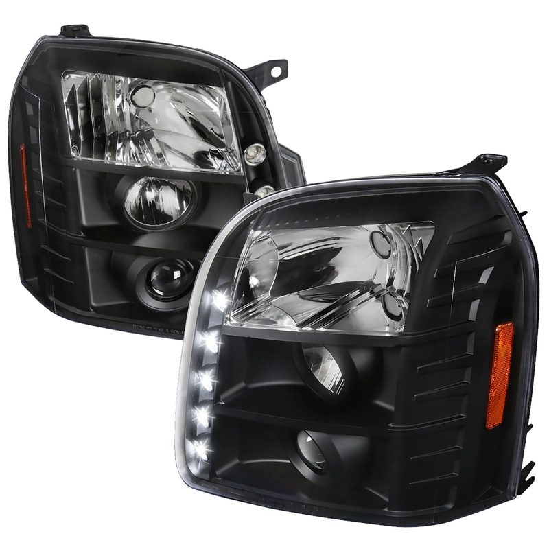 2007-2014 GMC Yukon/Yukon XL 1500/2500 Projector Headlights Matte Black/Clear