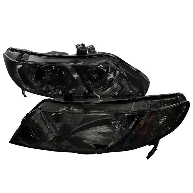 2006-2011 Honda Civic Sedan Crystal Headlights Chrome Housing/Smoke Lens
