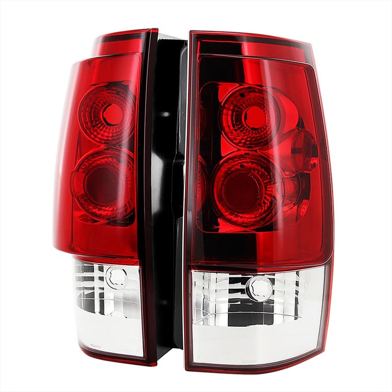 2007-2014 Chevy Tahoe/Suburban Tail Lights Chrome Housing/Red Clear Lens