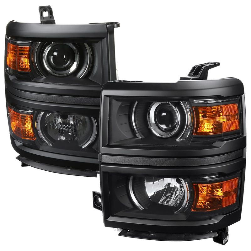 2014-2015 Chevy Silverado 1500 Projector Headlights Matte Black/Clear Lens