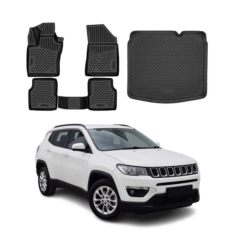 2017-2026 Jeep Compass Floor Mats & Cargo Liner Full Set All Weather Black