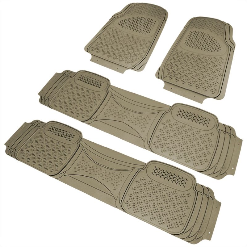 Universal fit Rubber NonSlip Car Floor Mats Liner All Weather 4Pcs Beige