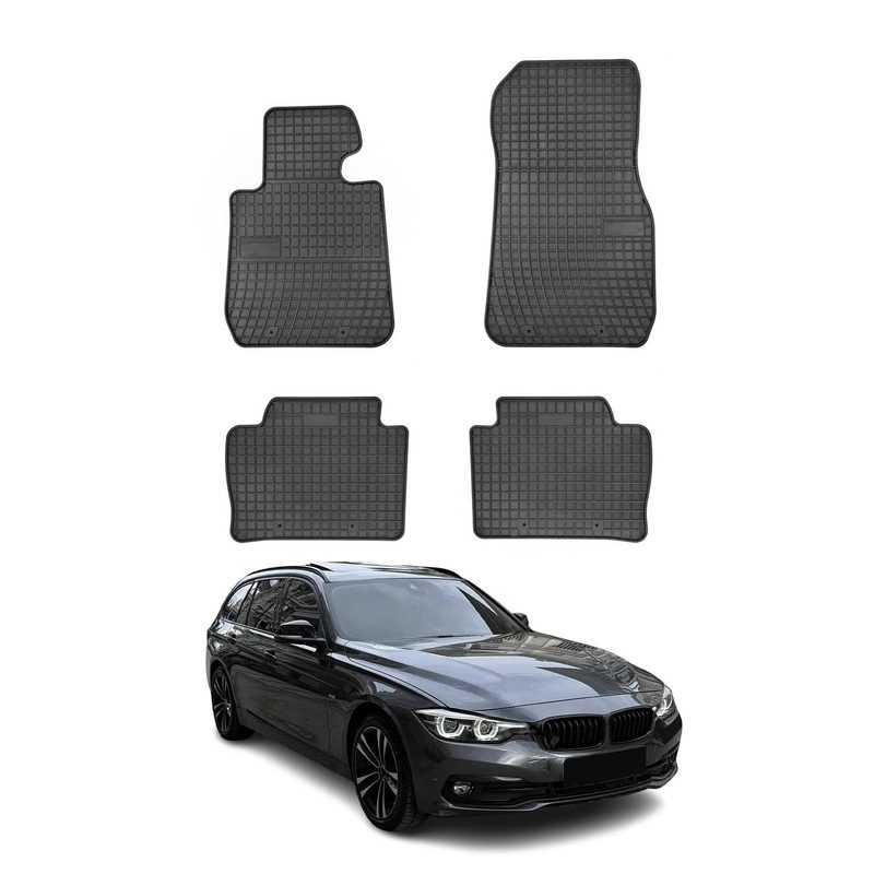 2014-2019 BMW 3 Series F31 Wagon Floor Mats Liners Full Set All Weather Rubber Black