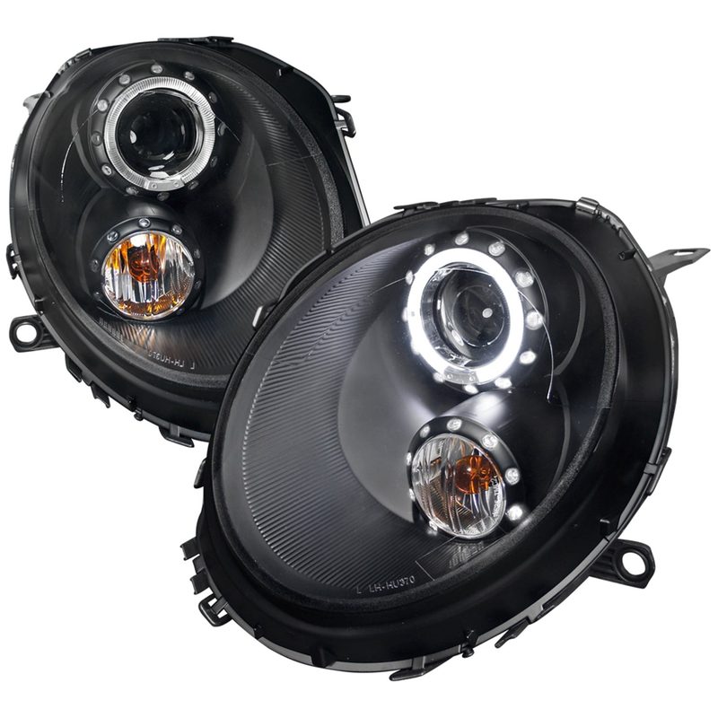 2007-2015 Mini Cooper R55 R56 R57 R58 R59 Single Halo Headlights Black