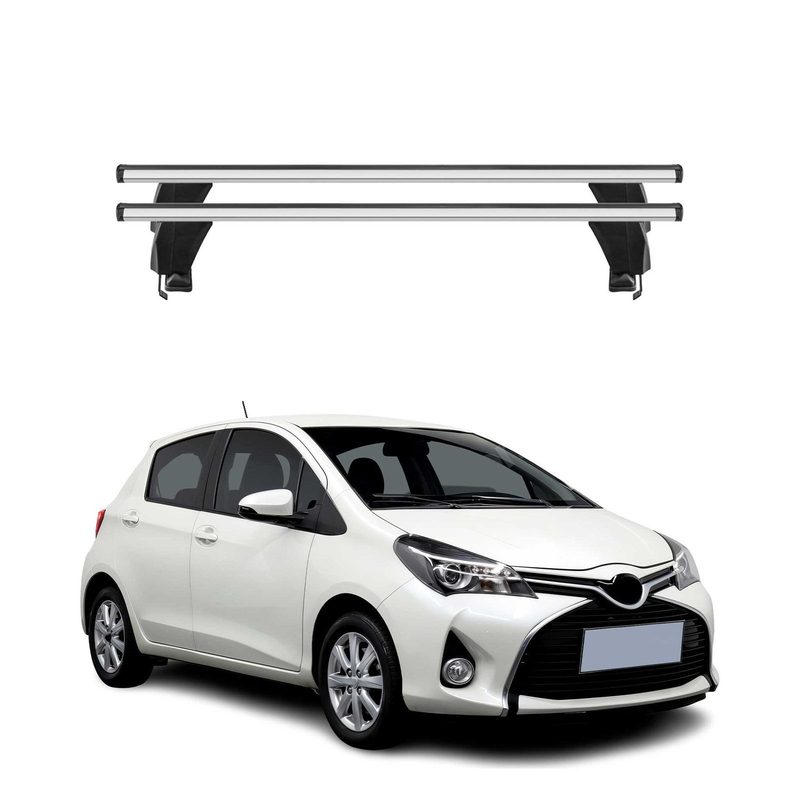 2013-2020 Toyota Yaris XP130 Smooth Roof Racks Cross Bars Carrier Silver Alu