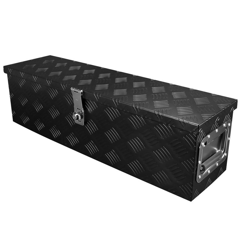 Universal 31" Heavy Duty Black Aluminum Tool Box w/ Side Handles Lock & Keys