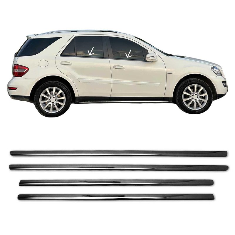 2006-2011 Mercedes M Class W164 Window Molding Trim Streamer Stainless Steel Dark 4x