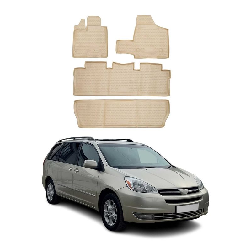 2004-2010 Toyota Sienna Floor Mats Liners Full Set All Weather Beige