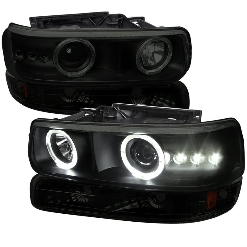 1999-2002 Chevy Silverado/ Tahoe Suburban Headlights Bumper Lights Black Smoke