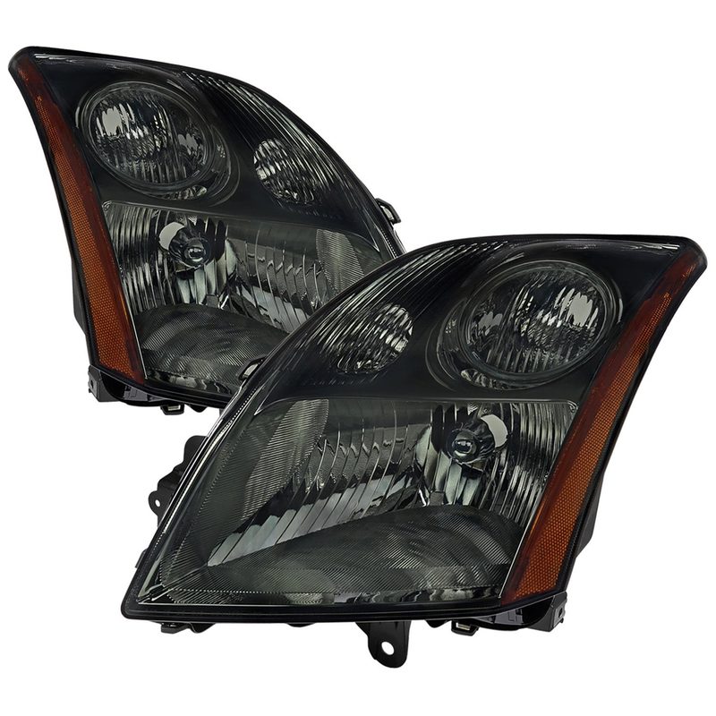 2007-2009 Nissan Sentra Factory Headlights w/Amber Reflector Chrome/Smoke