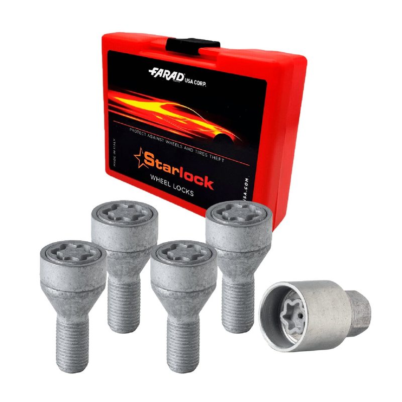 Wheel Lock Kit for BMW X3 M14X1,25 Bolt Galvanized Silver 4Locks & 1Key
