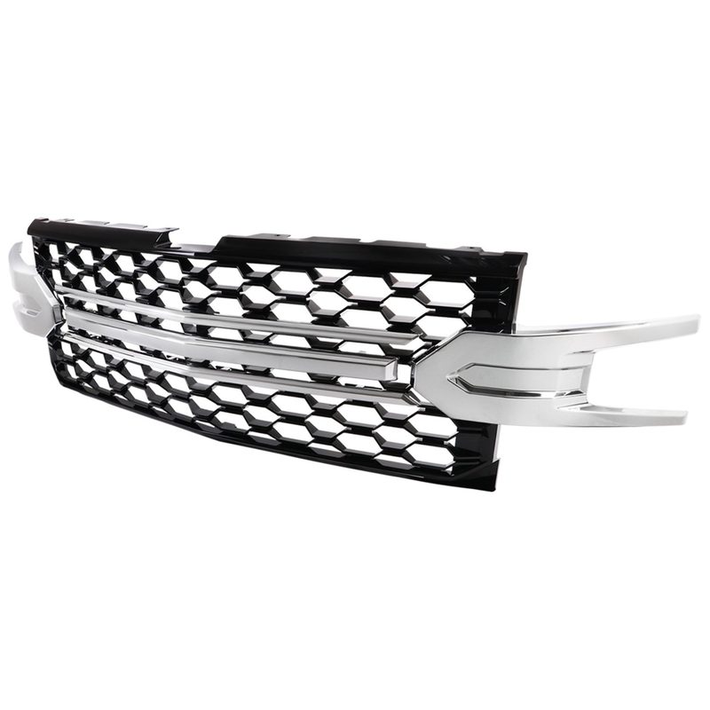 2019-2022 Chevy Silverado 1500 LT Glossy Honeycomb Hood Grille Chrome Trim