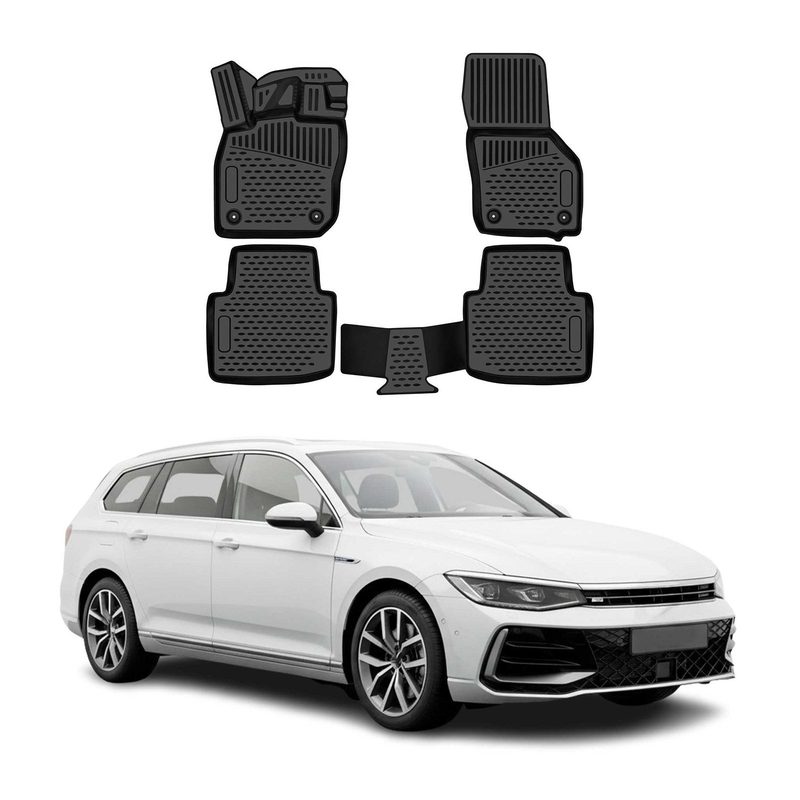 OMAC Floor Mats Liner for VW Passat B8 2020-2022 Facelift Rubber TPE Black 4Pcs