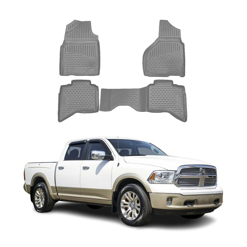 2012-2018 Dodge Ram Quad Cab Floor Mats Liners Full Set All Weather Gray