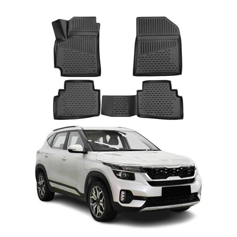 2021-2026 Kia Seltos Floor Mats Liners Full Set All Weather Black