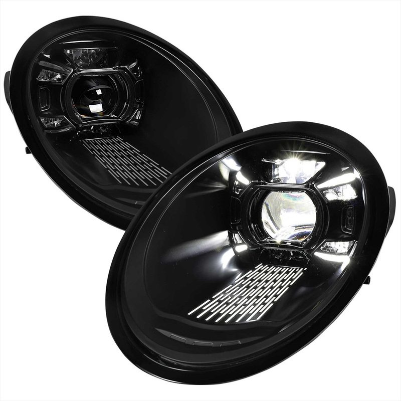 For Porsche 911 997.2 2009-2013 LED Projector DRL Headlights Matte Black Glossy Accents Clear Lens