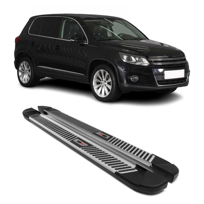 2009-2017 VW Tiguan Running Boards Side Steps Silver & Black