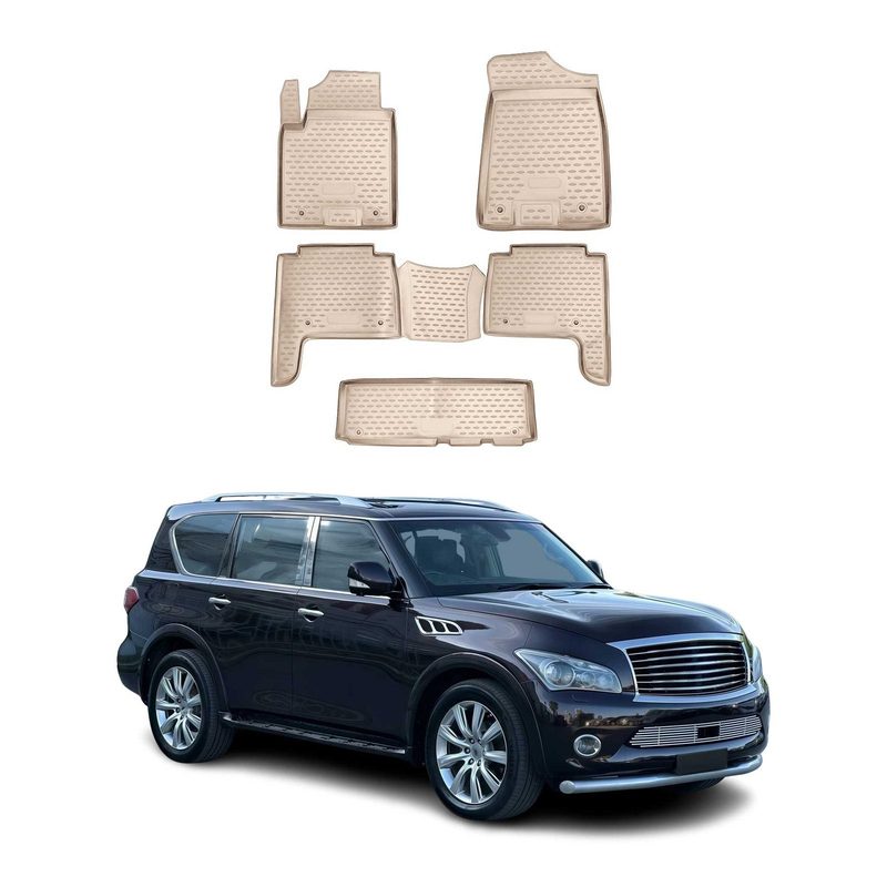 2010-2013 Infiniti QX56 Floor Mats Liners Full Set All Weather Beige
