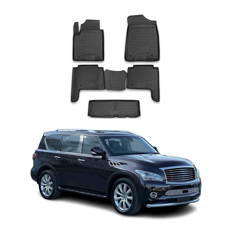 2015-2024 Infiniti QX80 Floor Mats Liners Full Set All Weather Black
