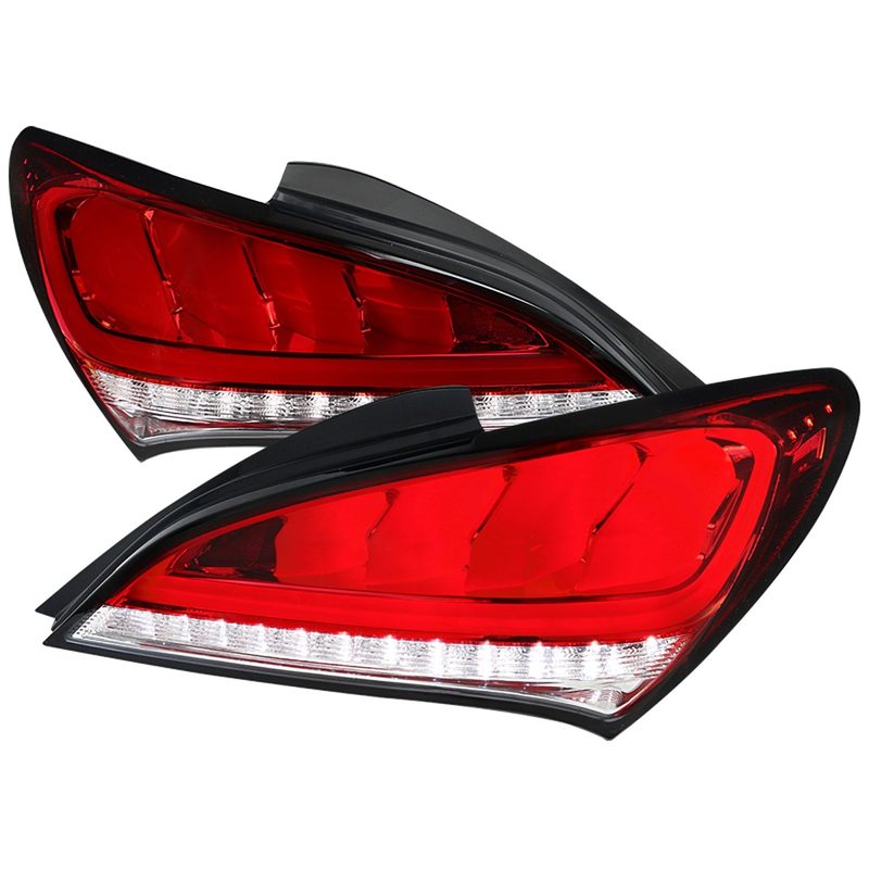 2010-2016 Hyundai Genesis Coupe White Bar LED Tail Lights Chrome/Red