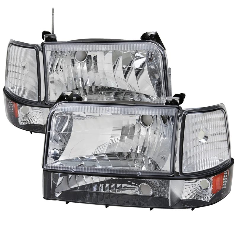 1992-1996 Ford F-150/F-250/Bronco Factory Headlights Bumper&Corner Chrome