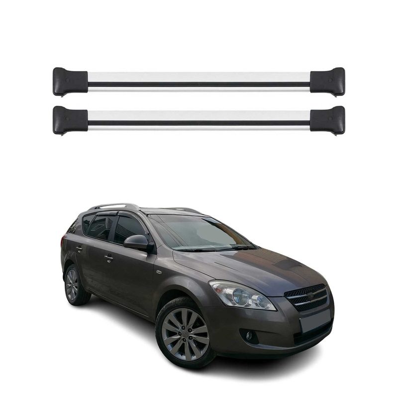 2007-2011 Kia Cee'd Estate Roof Rack Cross Bars Silver