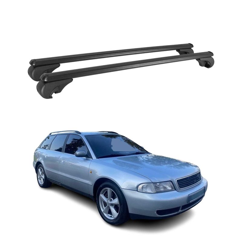 Lockable Roof Rack Cross Bars Carrier for Audi A4 Avant 1998-2001 Black
