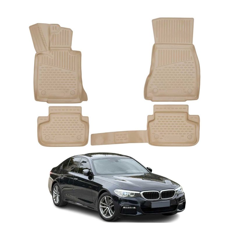 2017-2023 BMW 5 Series G30 G31 Sedan Touring Floor Mats Liners Full Set All Weather Beige
