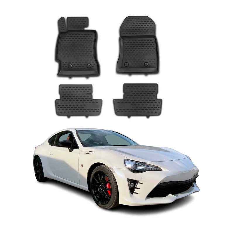2017-2020 Toyota 86 Floor Mats Liners Full Set All Weather Black