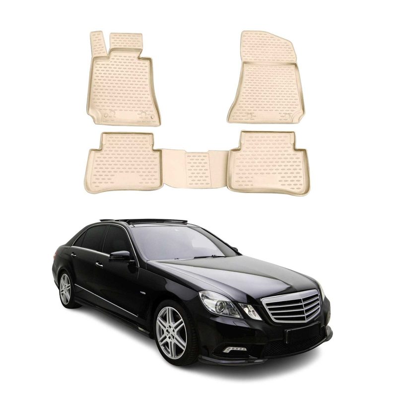 2010-2016 Mercedes E Class W212 Sedan Floor Mats Liners Full Set All Weather Beige