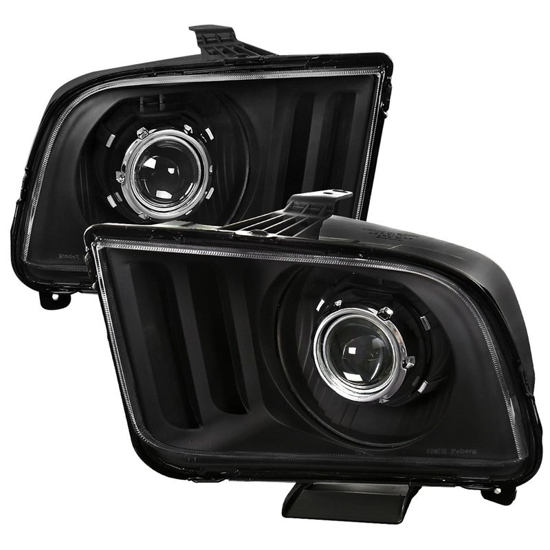 2005-2009 Ford Mustang H1 Projector Headlights Matte Black/Clear Lens