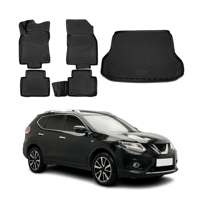 2014-2020 Nissan Rogue Floor Mats & Cargo Liner Full Set All Weather Black