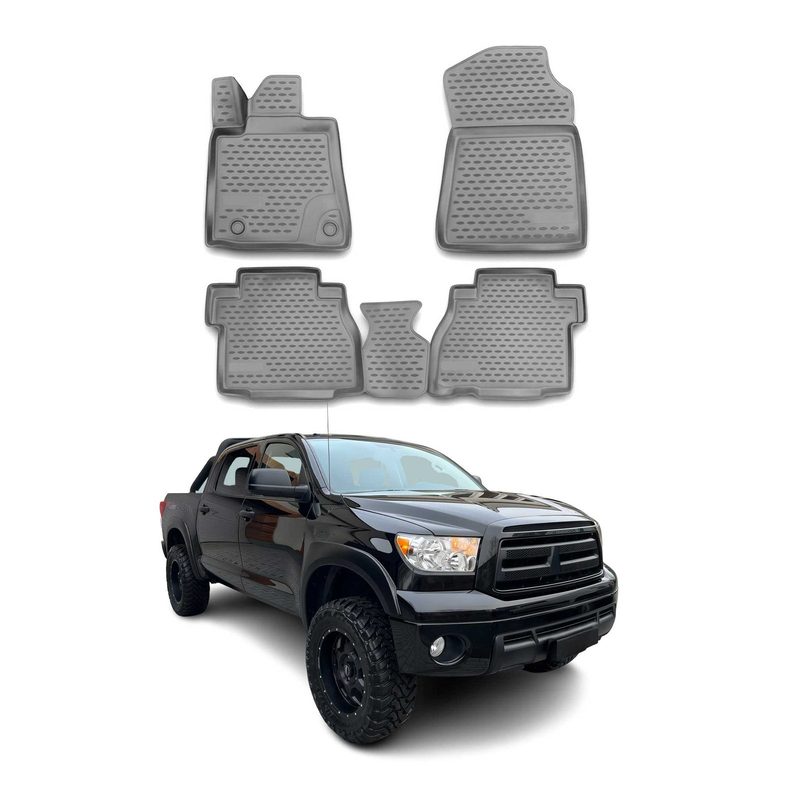2007-2013 Toyota Tundra Double Cab Floor Mats Liners Full Set All Weather Gray