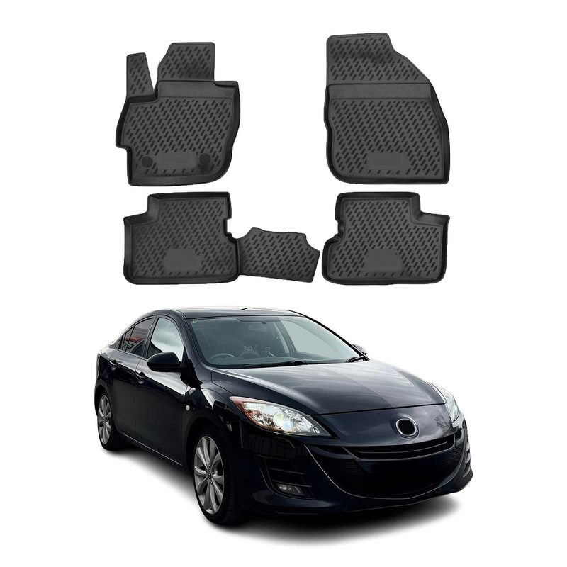 2010-2013 Mazda 3 Floor Mats Liners Full Set All Weather Black