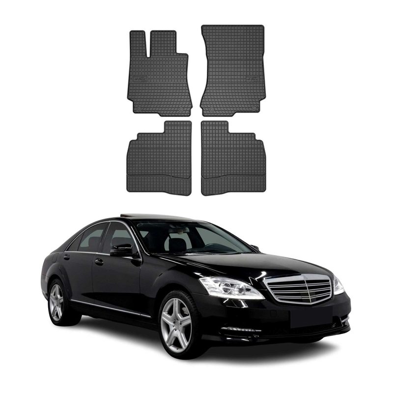 2007-2013 Mercedes S Class W221 Floor Mats Liners Full Set All Weather Rubber Black