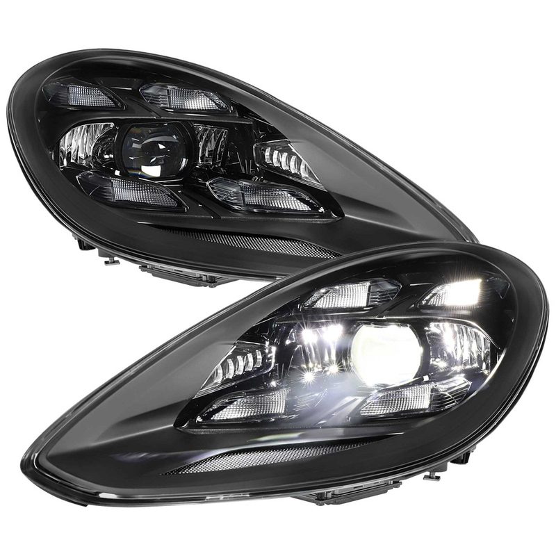 For Porsche Panamera 2017-2022 Matrix LED Projector Headlights DRL Matte Black Clear Lens Glossy Trim