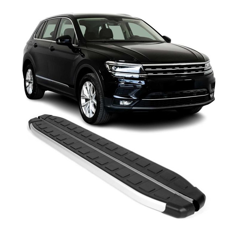 2018-2024 Volkswagen Tiguan Running Boards Side Steps Silver & Black