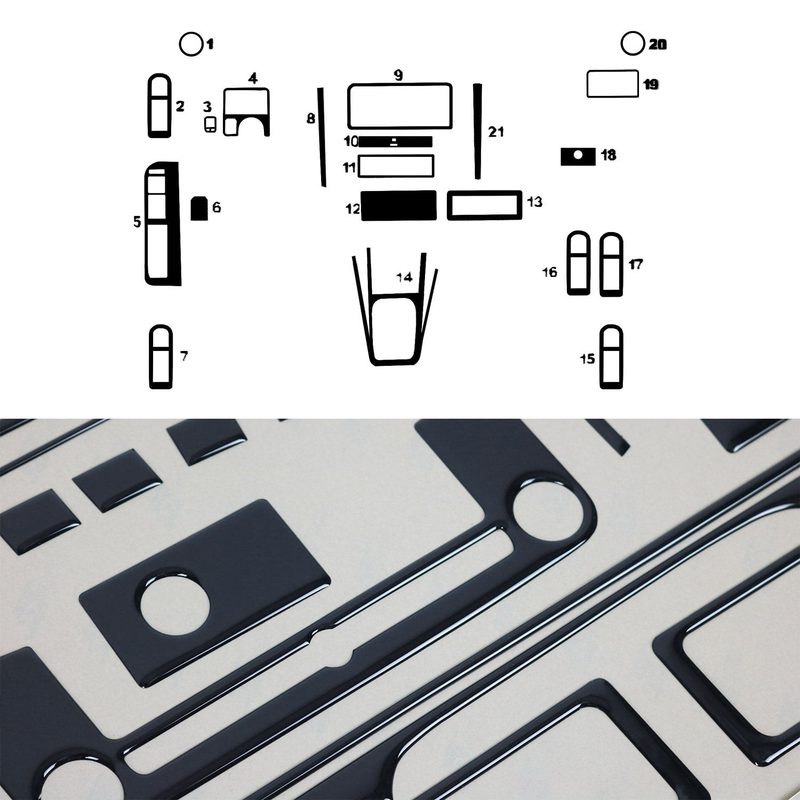1998-2003 Volkswagen Golf Mk4 Piano Black Dashboard Console Trim Kit 21Pcs