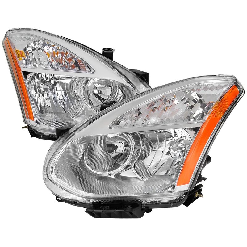 2008-2013 Nissan Rogue/ 14-2015 Rogue Select Headlights Amber Reflectors Chrome