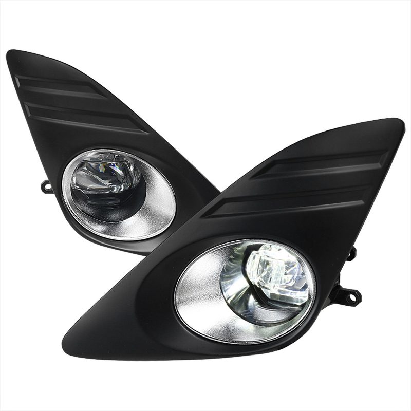 2012-2014 Toyota Camry SMD LED Fog Lights Switch & Black Bezels Chrome