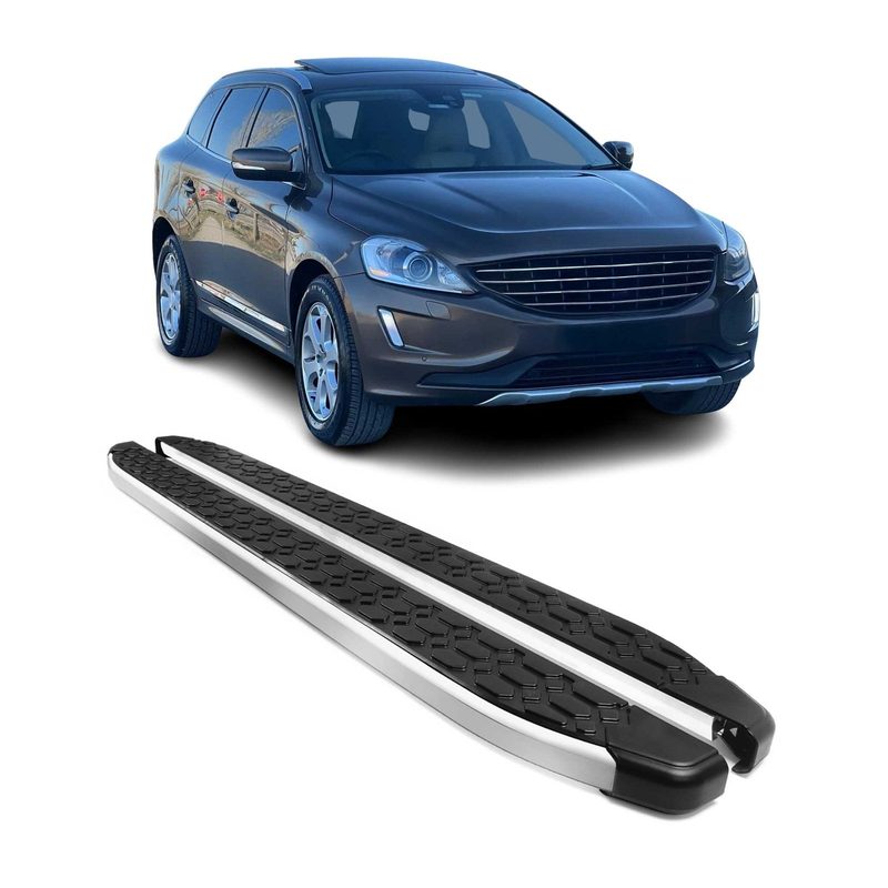 2010-2017 Volvo XC60 Running Boards Side Steps Silver & Black