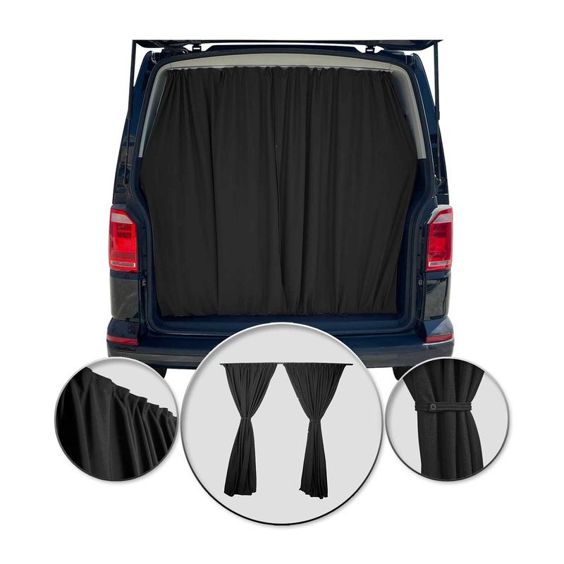 Mercedes Sprinter Trunk Tailgate Curtain Black 2 Privacy Curtains