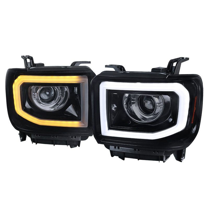 2014-2019 GMC Sierra 1500/2500/3500 LED Bar Headlights LED Signal Lights Black