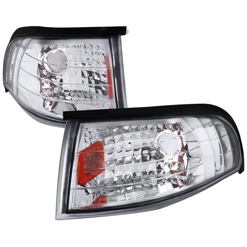1994-1998 Ford Mustang Corner Parking Turn Signal Lights Chrome/Clear Lens