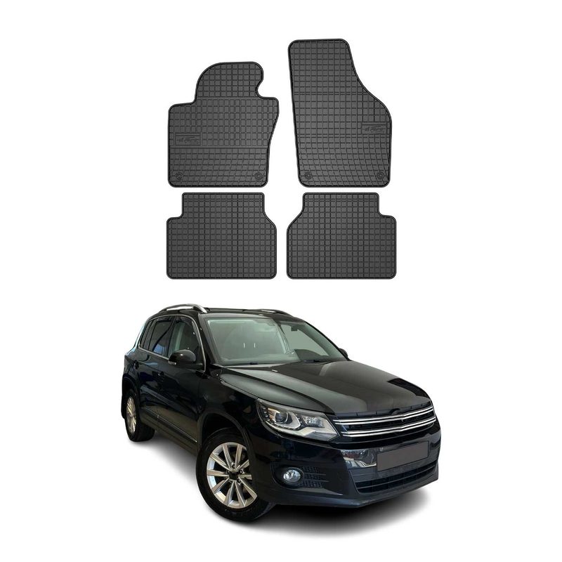 2009-2017 VW Tiguan Floor Mats Liners Full Set All Weather Rubber Black