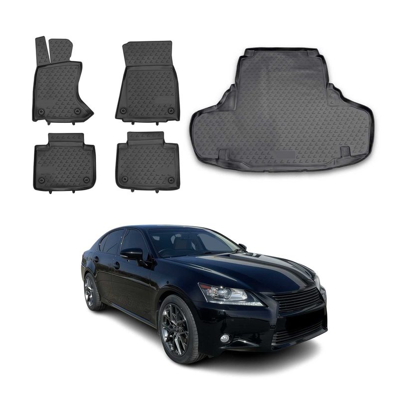 2013-2018 Lexus ES 350 Floor Mats & Cargo Liner Full Set All Weather Black
