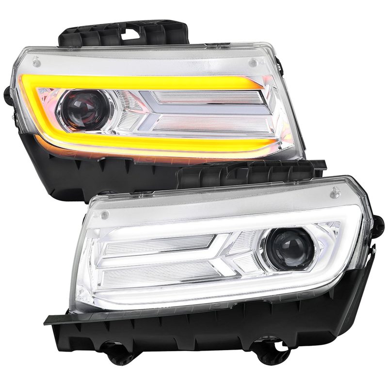 2014-2015 Chevy Camaro LED Projector Headlights Turn Signal Lights Chrome