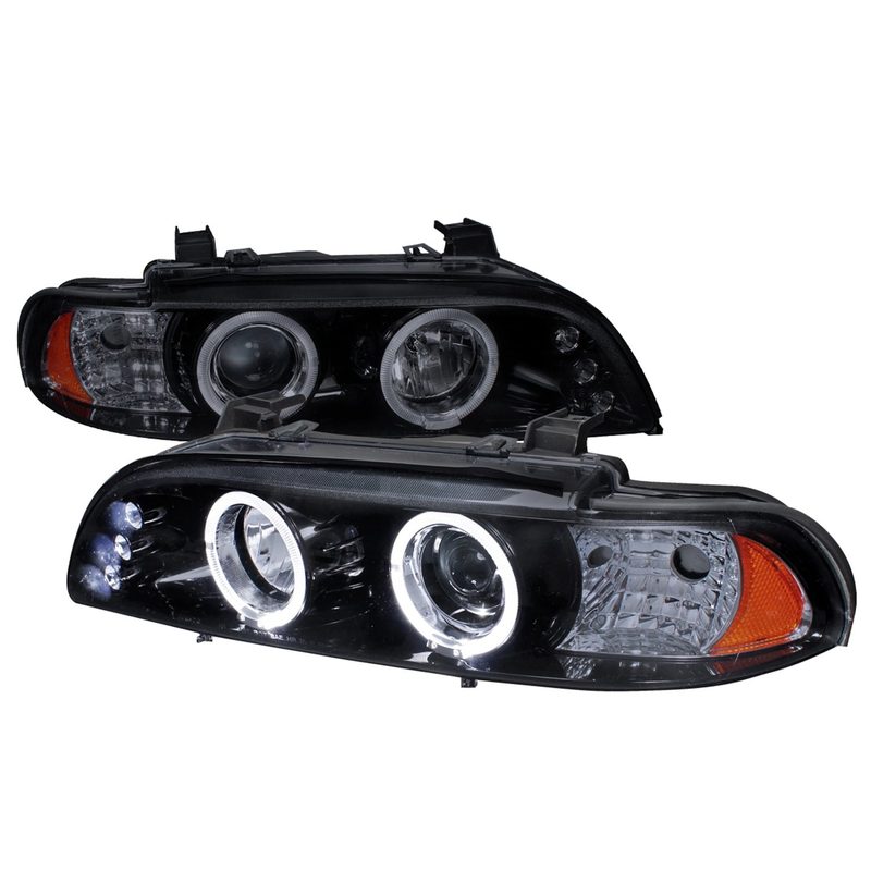 1996-2003 BMW E39 5 Series Dual Halo Projector Headlights Glossy Black/Smoke